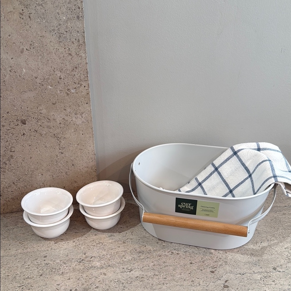 Fiestaware Bowls, White Kitchen/Bath Caddy Gift Set